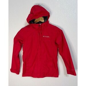 Columbia Omni-Tech Red Rain Jacket Hooded Waterproof Shell Mens Small
